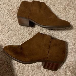 Brown suede material booties